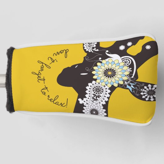 Relax - Yellow Funky Funny Giraffe Golfheadcover (Voorkant)