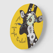 Relax - Yellow Funky Funny Giraffe Grote Klok (Hoek)