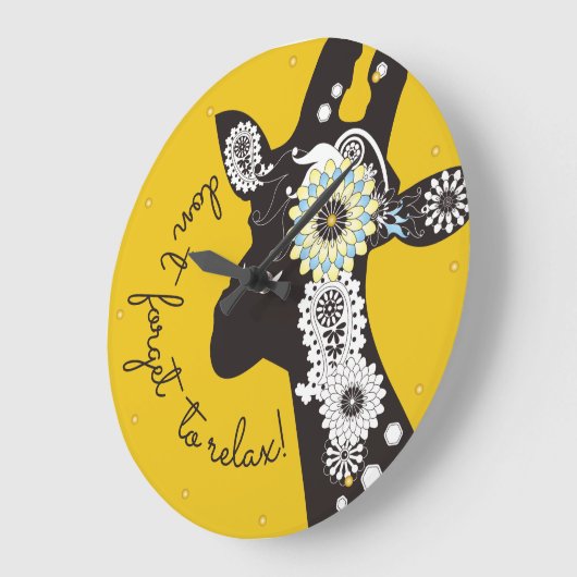Relax - Yellow Funky Funny Giraffe Grote Klok (Hoek)