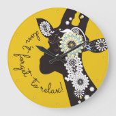Relax - Yellow Funky Funny Giraffe Grote Klok (Voorkant)