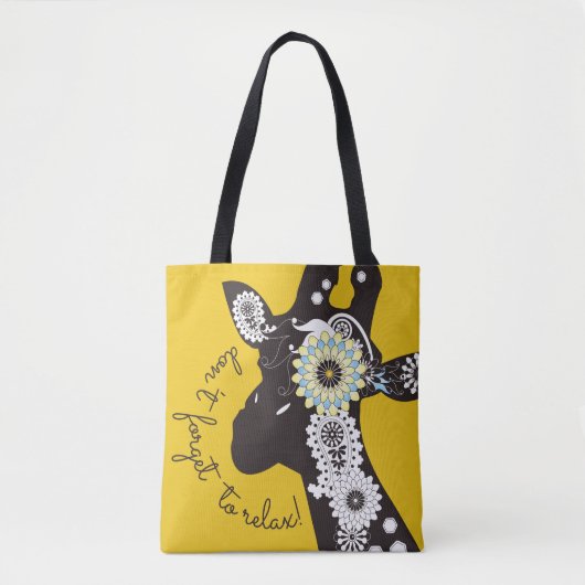 Relax - Yellow Funky Funny Giraffe Tote Bag (Voorkant)