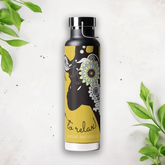 Relax - Yellow Funky Funny Giraffe Waterfles