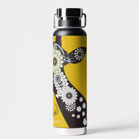 Relax - Yellow Funky Funny Giraffe Waterfles (Achterkant)