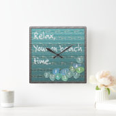 Relax, Zee Glass Beach Driftwood Ocean Vierkante Klok (Huis)