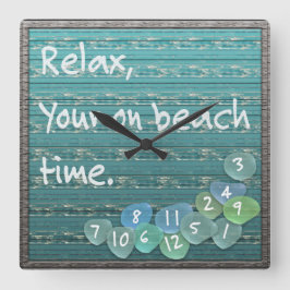 Relax, Zee Glass Beach Driftwood Ocean Vierkante Klok