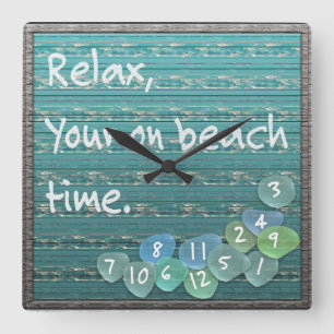 Relax, Zee Glass Beach Driftwood Ocean Vierkante Klok