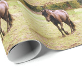 Relaxed Brown Horse Walking Cadeaupapier (Rol Hoek)
