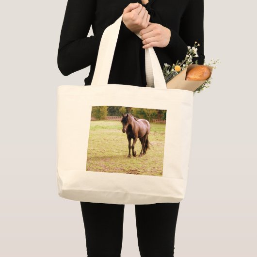 Relaxed Brown Horse Walking Grote Tote Bag (Voorkant (product))
