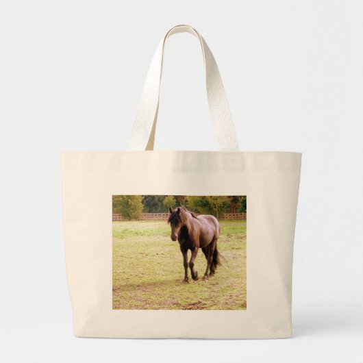 Relaxed Brown Horse Walking Grote Tote Bag (Voorkant)