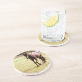 Relaxed Brown Horse Walking Zandsteen Onderzetter (Zijkant)