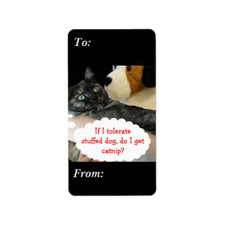 Relaxed Cat Tolerates Dog Labels van RoseWrites