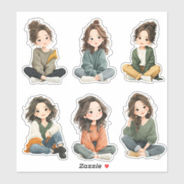 Relaxed Chibi Girl Stickers 