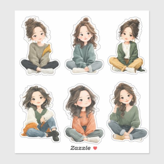 Relaxed Chibi Girl Stickers (Vel)