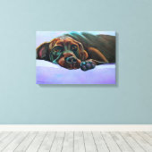 Relaxed Chocolate Lab Canvas Afdruk (Insitu (Houten vloer))