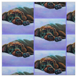 Relaxed Chocolate Labrador Retriever Dog Fabric Stof