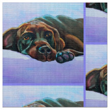 Relaxed Chocolate Labrador Retriever Dog Fabric