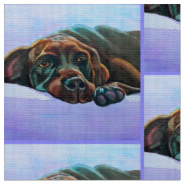 Relaxed Chocolate Labrador Retriever Dog Fabric Stof