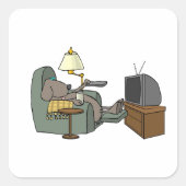 Relaxed Dog Tv bekijken Vierkante Sticker (Voorkant)
