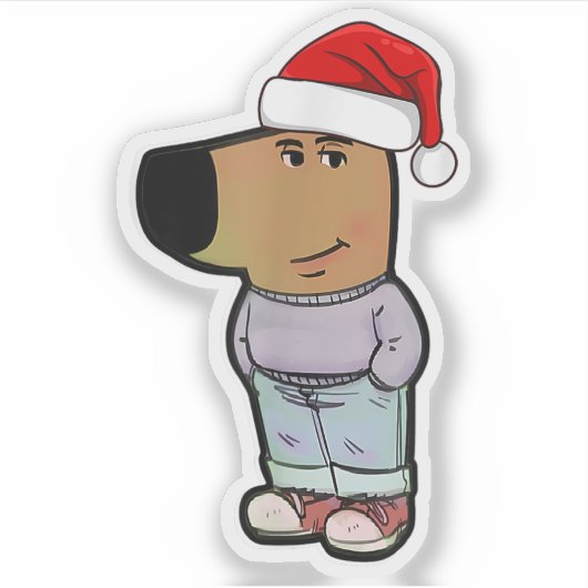 Relaxed Guy Hond Kerstmuts Grappige Relaxte Guy Me Sticker (Voorkant)