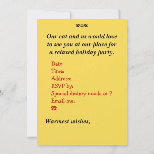 Relaxed Party Invite (Kat) door RoseWrites Kaart (Achterkant)