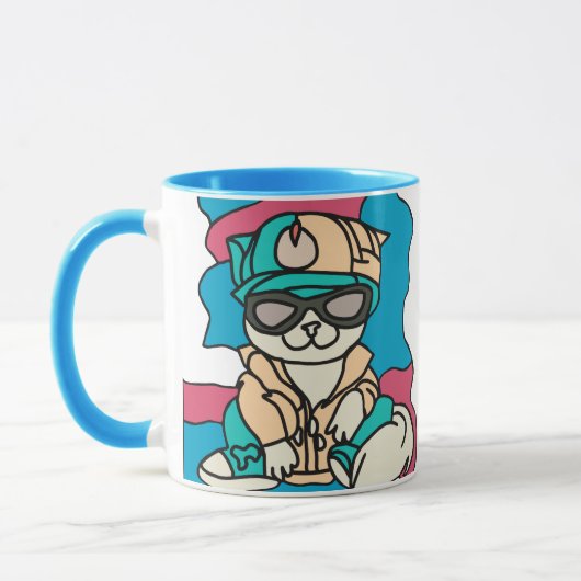 Relaxed Street Retro Cat | grappig Mok (Links)