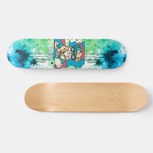 Relaxed Street Retro Cat | grappig Persoonlijk Skateboard (Horizontaal)