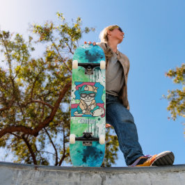 Relaxed Street Retro Cat | grappig Persoonlijk Skateboard