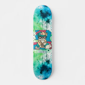 Relaxed Street Retro Cat | grappig Persoonlijk Skateboard (Voorkant)