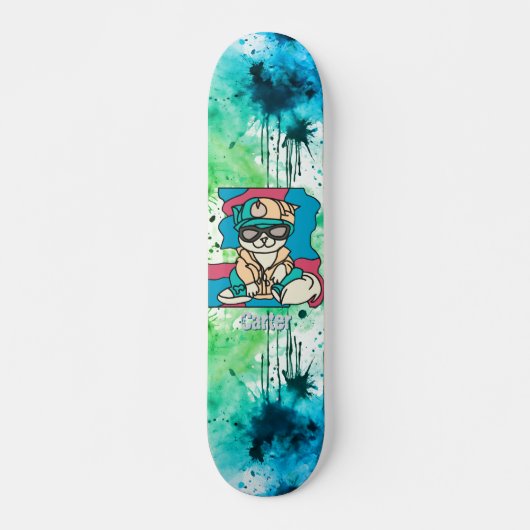 Relaxed Street Retro Cat | grappig Persoonlijk Skateboard (Voorkant)