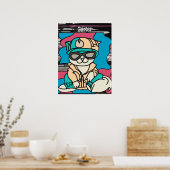 Relaxed Street Retro Cat | grappig Poster (Keuken)