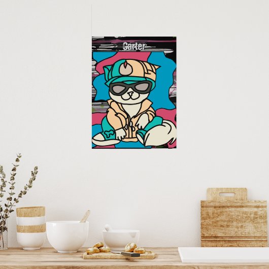 Relaxed Street Retro Cat | grappig Poster (Keuken)