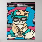 Relaxed Street Retro Cat | grappig Poster (Voorkant)