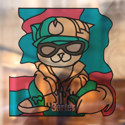 Relaxed Street Retro Cat | grappig Raamsticker (Vel 2)
