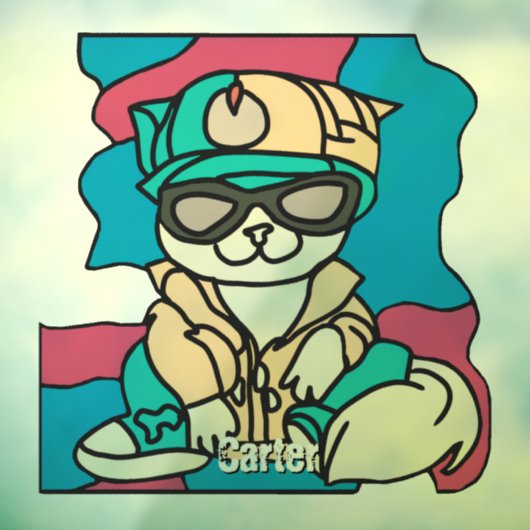 Relaxed Street Retro Cat | grappig Raamsticker (Vel 3)