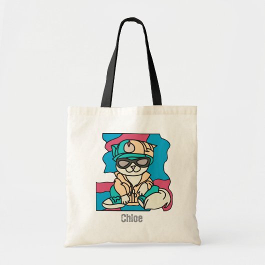 Relaxed Street Retro Cat | grappig Tote Bag (Voorkant)