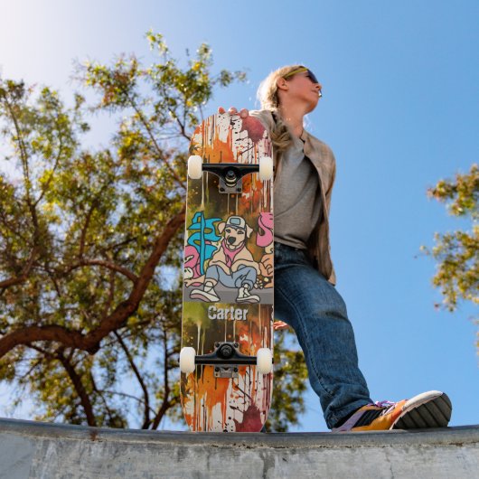 Relaxed Street Retro Dog | grappig Persoonlijk Skateboard (Buiten 1)