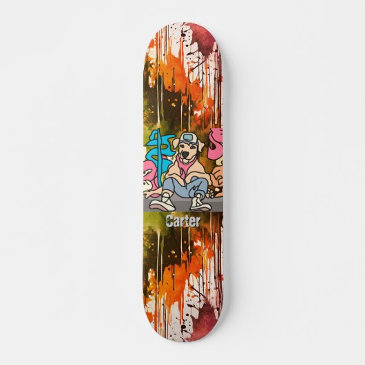 Relaxed Street Retro Dog | grappig Persoonlijk Skateboard (Voorkant)