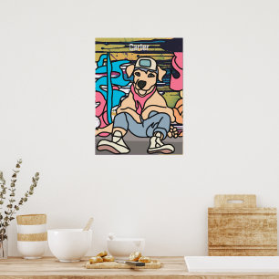 Relaxed Street Retro Dog grappig Poster