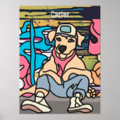 Relaxed Street Retro Dog | grappig Poster (Voorkant)