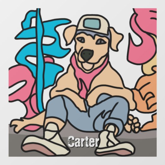 Relaxed Street Retro Dog | grappig Raamsticker (Vel)