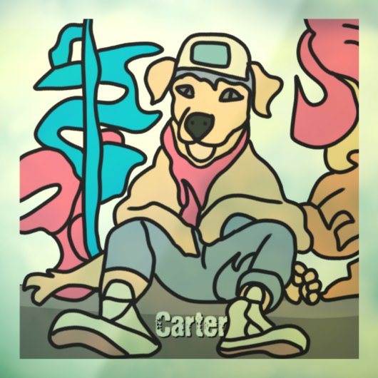 Relaxed Street Retro Dog | grappig Raamsticker (Vel 3)