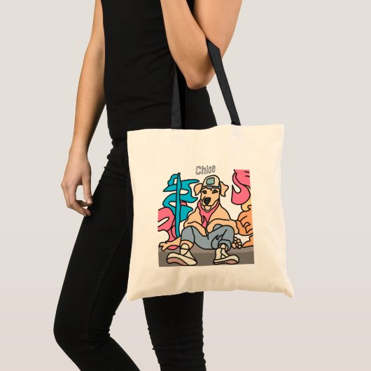Relaxed Street Retro Dog | grappig Tote Bag (Voorkant (product))