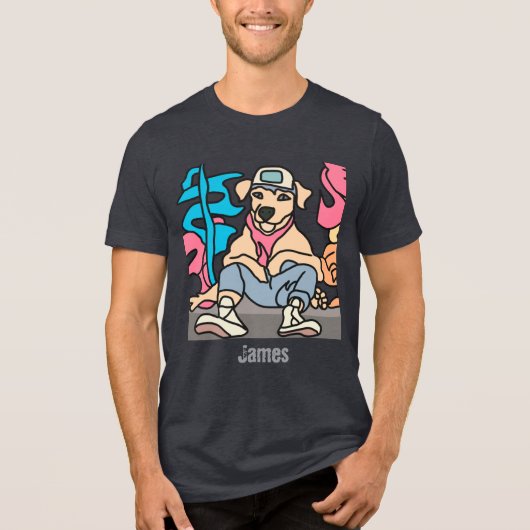 Relaxed Street Retro Dog | grappig Tri-Blend Shirt (Voorkant)