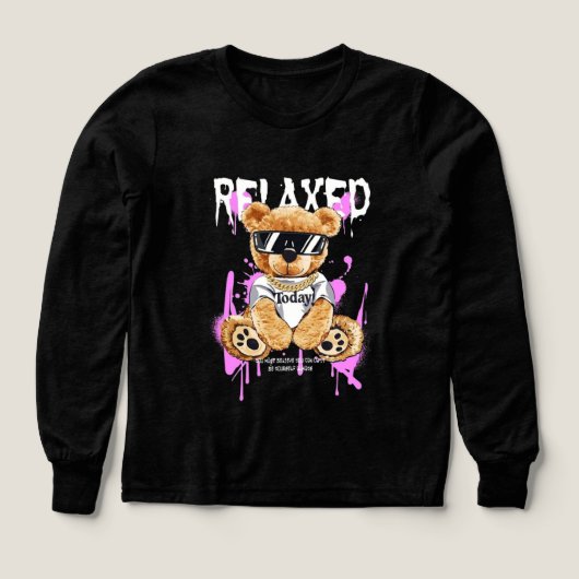 "RELAXED" Streetwear Bear Long-Sleeve T-Shirt (Voorkant)