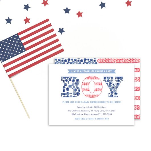 Relaxed Summer Cookout Co-ed Baby shower Party Kaart