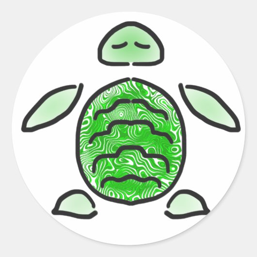 Relaxed Zee Turtle Cutie Ronde Sticker (Voorkant)