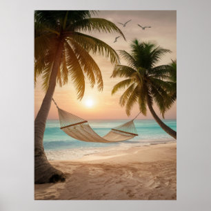 Relaxen hangmat op een strand poster