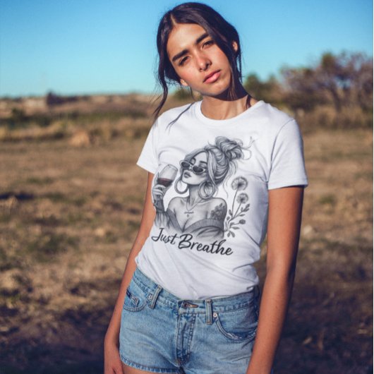 Relaxen Vrouw Met Wijn Adem Sublimatie T-shirt