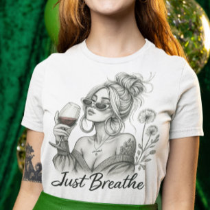 Relaxen Vrouw Met Wijn Adem Sublimatie T-shirt