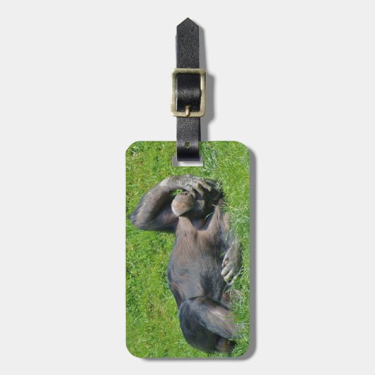 Relaxerende chimpansee - Bagagelabel (Voorkant verticaal)